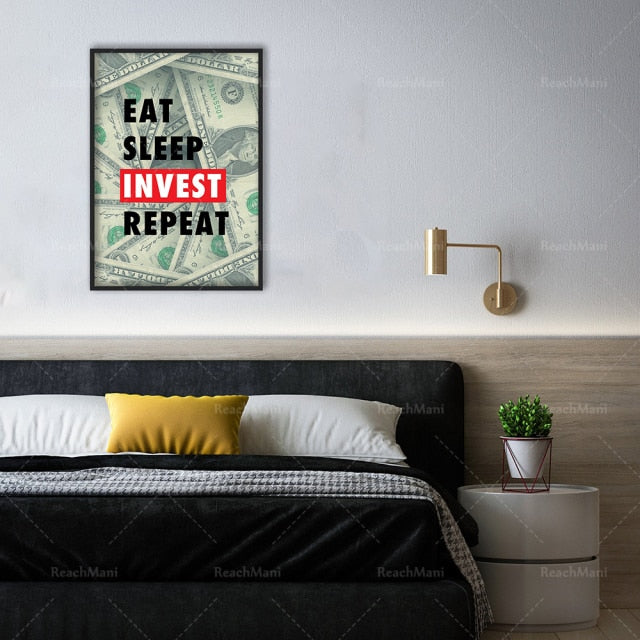 Eat Sleep Invest Repeat Poster | Stock Market Wall Art | Investor Art Print